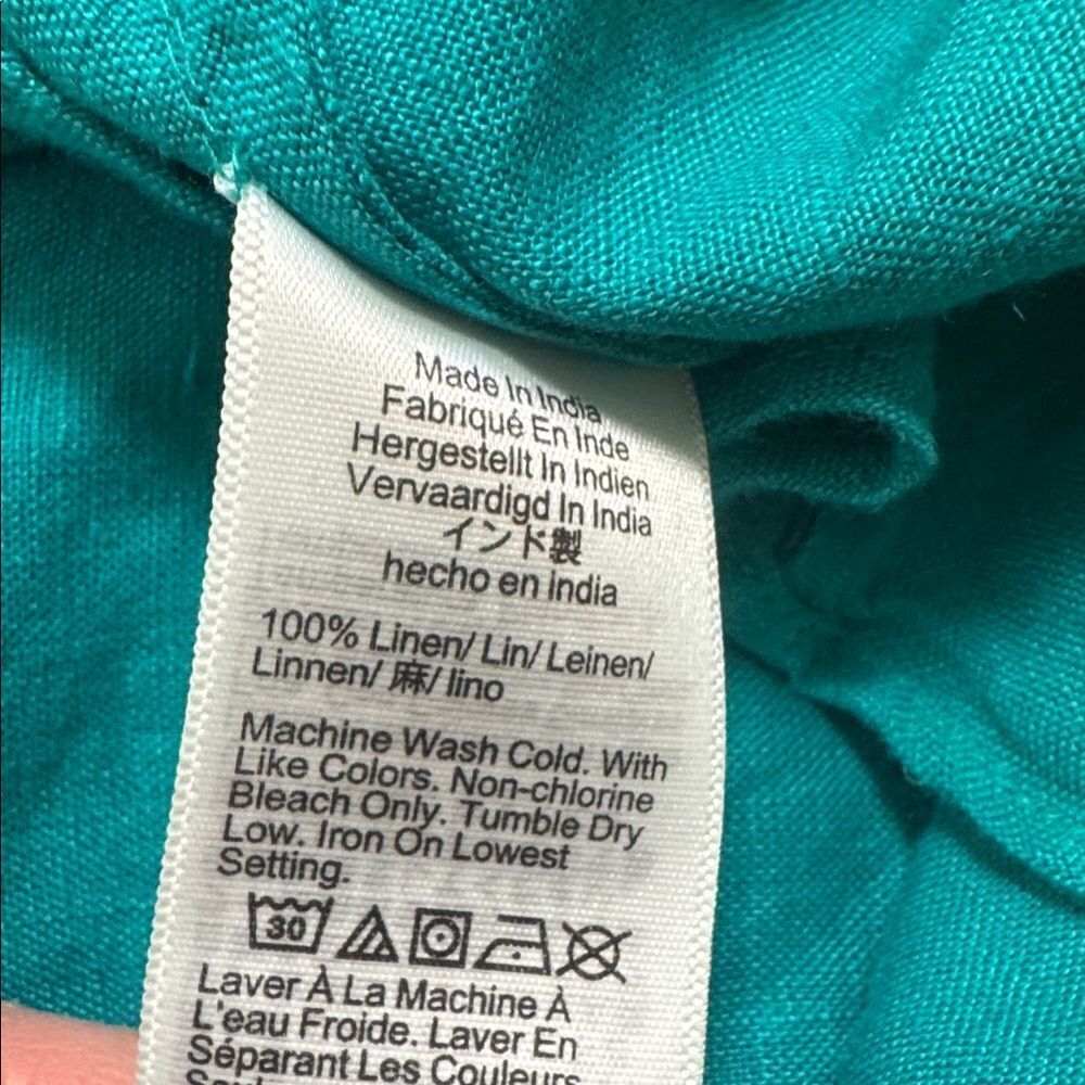 J.Crew Gwyneth Linen Teal Slip Midi Dress Size 8 - Picture 7 of 7